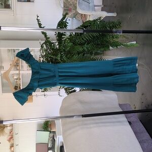 Old Navy Cami Teal Maxi Dress with Ruffle Sleeves